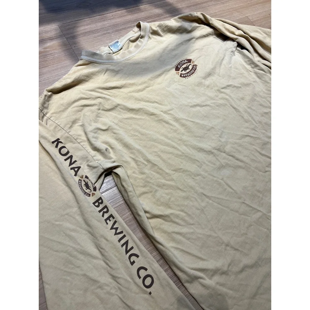 Crazy Shirts Mens Kona Brewing Co Longboard Lager Beer Dyed Tee Tan XL